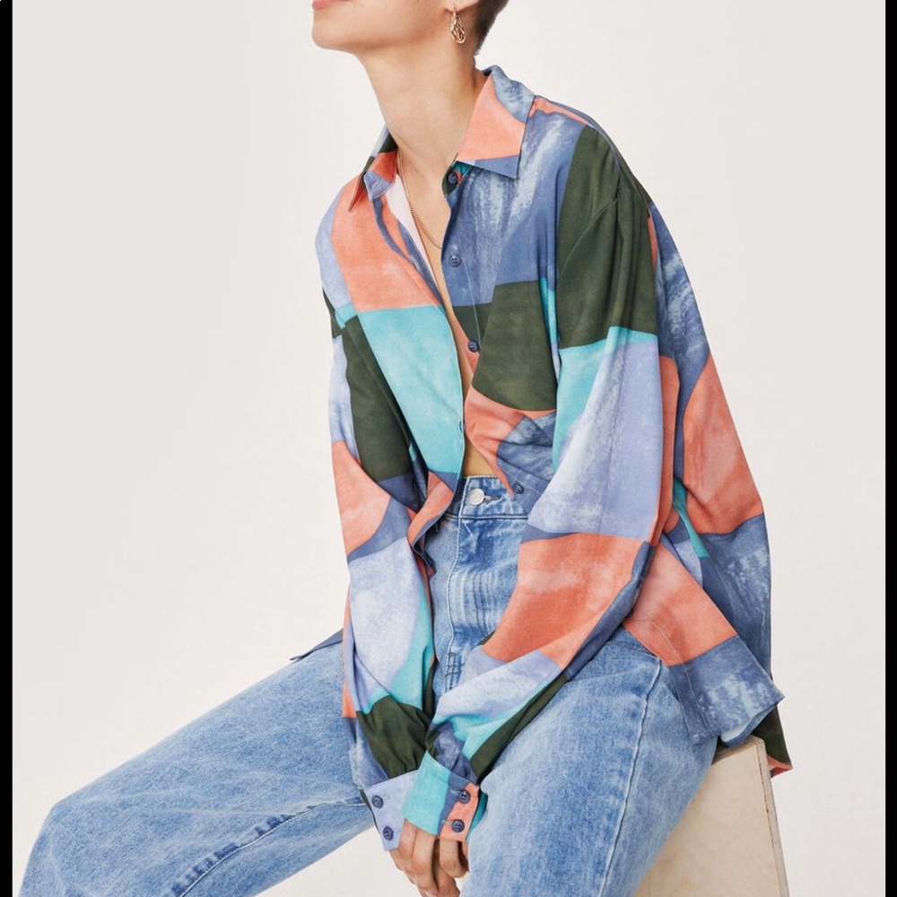 Nasty gal retro printed oversized shirt